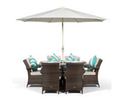 That's Furniture Arizona Rectangle 6 Seat Rattan Dining Set With Ice Bucket Drinks Cooler - Brown - thumbnail 3
