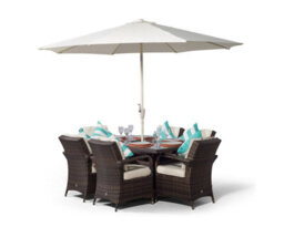That's Furniture Arizona Rectangle 6 Seat Rattan Dining Set With Ice Bucket Drinks Cooler - Brown - thumbnail 2