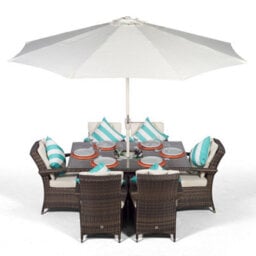 That's Furniture Arizona Rectangle 6 Seat Rattan Dining Set With Ice Bucket Drinks Cooler - Brown - thumbnail 1