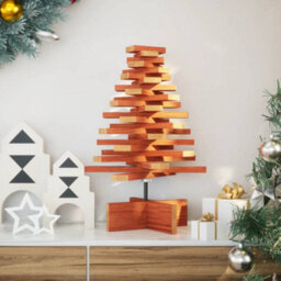 Berkfield Versatile Wooden Christmas Tree For Decoration Wax Brown 60 Cm Solid Wood Pine - thumbnail 2