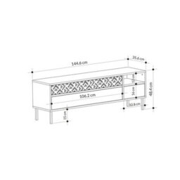 "Decortie Heaton Modern Multimedia Unit With Storage Tv Cabinet 60"" Ancient White 145Cm" - thumbnail 3