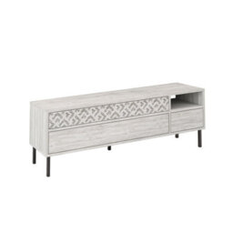 "Decortie Heaton Modern Multimedia Unit With Storage Tv Cabinet 60"" Ancient White 145Cm" - thumbnail 2