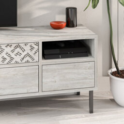 "Decortie Heaton Modern Multimedia Unit With Storage Tv Cabinet 60"" Ancient White 145Cm" - thumbnail 6