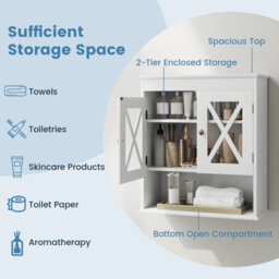 Costway Bathroom Cabinet Wall Mounted Medicine Cabinet W/ Adjustable Shelf - thumbnail 6