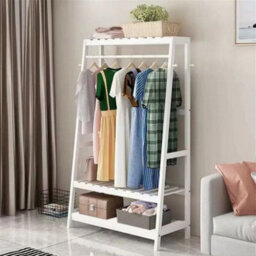 Fativo  Heavy Duty Clothes Rack Modern Simple White Rail Open Wardrobe Bamboo Wood Stand 165Cm H - thumbnail 1
