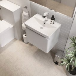 Affine 800mm Wall Hung Vanity Unit & Basin Ceramic Sink Bathroom Storage Cabinet Drawers White Gloss - thumbnail 4