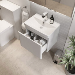 Affine 800mm Wall Hung Vanity Unit & Basin Ceramic Sink Bathroom Storage Cabinet Drawers White Gloss - thumbnail 5