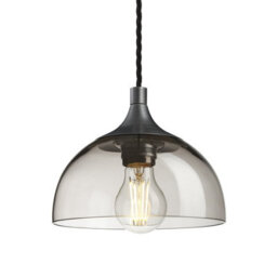 Industville Chelsea Glass Dome Pendant - 8 Inch, Mocha Glass Shade, Pewter Pendant Holder - thumbnail 1