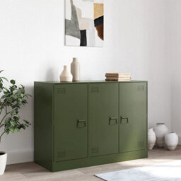 Vidaxl Sideboard Olive Green 99X39X73 Cm Steel - thumbnail 3
