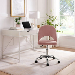 Furniturebox Uk Courtney Pink Velvet And Silver Office Chair - thumbnail 2