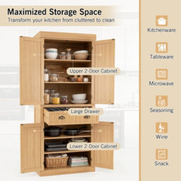Gainoom 2-Door Floor Utility Storage Cabinet Freestanding Kitchen Accent Storage Cabinet W/adjustable Shelves - thumbnail 9