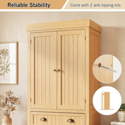 Gainoom 2-Door Floor Utility Storage Cabinet Freestanding Kitchen Accent Storage Cabinet W/adjustable Shelves - thumbnail 5