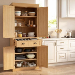 Gainoom 2-Door Floor Utility Storage Cabinet Freestanding Kitchen Accent Storage Cabinet W/adjustable Shelves - thumbnail 3
