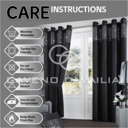 Gc Gaveno Cavailia Aviv Modern Style Lined Diamante Band Curtains 66X54 Cm Black Luxurious Sparkle Eyelet For Bedroom - thumbnail 5