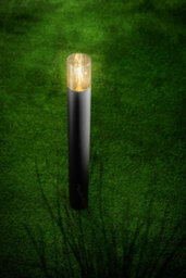 CGC Lighting Cgc Black Outdoor 0.8M Post Bollard Light Smoked Diffuser Modern Design Garden Patio Outside Driveway Path E27 Ip54 Weatherproof - thumbnail 2