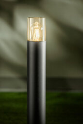 CGC Lighting Cgc Black Outdoor 0.8M Post Bollard Light Smoked Diffuser Modern Design Garden Patio Outside Driveway Path E27 Ip54 Weatherproof - thumbnail 3
