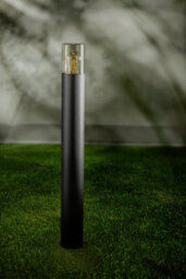 CGC Lighting Cgc Black Outdoor 0.8M Post Bollard Light Smoked Diffuser Modern Design Garden Patio Outside Driveway Path E27 Ip54 Weatherproof - thumbnail 4