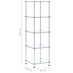 Berkfield 5-Tier Shelf Transparent 40X40X130 Cm Tempered Glass - thumbnail 5
