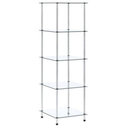 Berkfield 5-Tier Shelf Transparent 40X40X130 Cm Tempered Glass - thumbnail 1