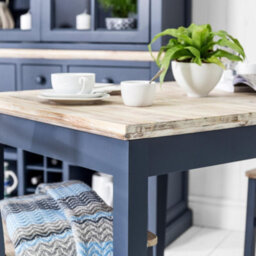 Statement Furniture Florence Rectangle Extendable Kitchen Dining Table In Navy Blue - thumbnail 5
