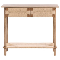 Wyld And Coco Bohonest Console Table, Light Brown Particleboard, 2 Drawers, Pine Legs, W94 X D36 X H78Cm - thumbnail 1