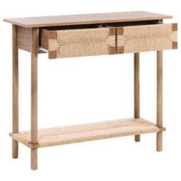Wyld And Coco Bohonest Console Table, Light Brown Particleboard, 2 Drawers, Pine Legs, W94 X D36 X H78Cm - thumbnail 6