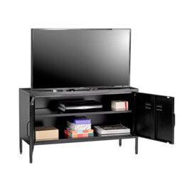 MMT Funiture Designs mmt  Black Metal Tv Stand Cabinet Retro Low Sideboard Cabinet Buffet Retro 100Cm - thumbnail 3
