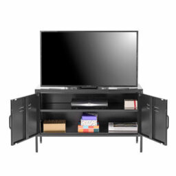 MMT Funiture Designs mmt  Black Metal Tv Stand Cabinet Retro Low Sideboard Cabinet Buffet Retro 100Cm - thumbnail 6