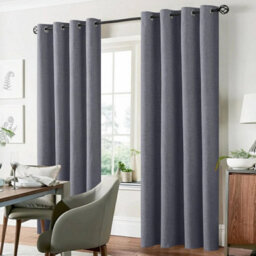Ameha Grey Plain Curtain 100%blackout Thermal Insulated Summer Winter Energy Efficient Window Curtain 66'x72' Linen Texture Curtain Pair - thumbnail 2
