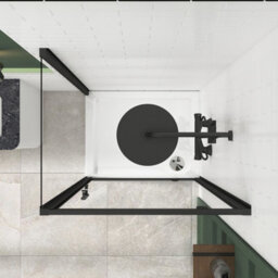 Royal Bathrooms Milan 760 X 800mm Matt Black Rectangular Pivot Door Shower Enclosure With Side Panel 6mm Glass - thumbnail 5