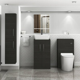 Royal Bathrooms 500mm Floor Standing Vanity Unit 2 Door Hale Black & Countertop Basin - Cube With Matt Black Handle - thumbnail 2