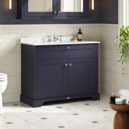 Hudson Reed Floor Standing Two Door Traditional Vanity Unit With 3 Tap Hole Grey Marble Top & Basin In Twilight Blue, 1020 X 470mm - thumbnail 4