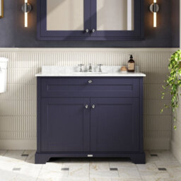 Hudson Reed Floor Standing Two Door Traditional Vanity Unit With 3 Tap Hole Grey Marble Top & Basin In Twilight Blue, 1020 X 470mm - thumbnail 2