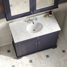 Hudson Reed Floor Standing Two Door Traditional Vanity Unit With 3 Tap Hole Grey Marble Top & Basin In Twilight Blue, 1020 X 470mm - thumbnail 3