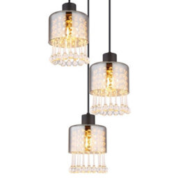 Luminosa Lighting Luminosa Hendry Cluster Pendant Ceiling Light Matt Black Smoke Glass Shade 3X E27 - thumbnail 3