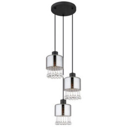 Luminosa Lighting Luminosa Hendry Cluster Pendant Ceiling Light Matt Black Smoke Glass Shade 3X E27 - thumbnail 2