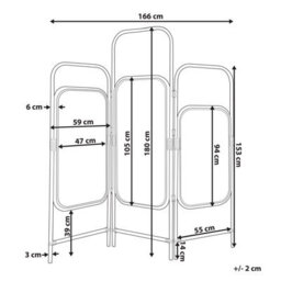 Beliani 3 Panel Room Divider Carpi Natural 166 Cm 180 Cm - thumbnail 3
