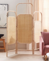 Beliani 3 Panel Room Divider Carpi Natural 166 Cm 180 Cm - thumbnail 2