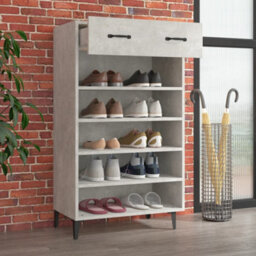 Walplus Shoe Cabinet Concrete Grey 60X35X105 Cm Engineered Wood - thumbnail 3