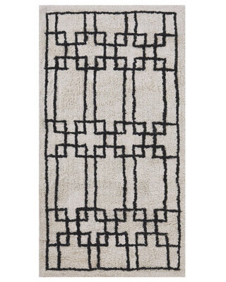 Beliani Beige Cotton Area Rug 80 X 150 Cm Tufted Geometric - image 1