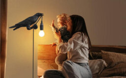 Black Birds Resin Crow Desk Led Lamp E27 Base Modern Raven Art Deco Bedside Decor Plug In Cord Wall Lamps For Bedroom, Office - thumbnail 5