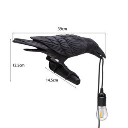 Black Birds Resin Crow Desk Led Lamp E27 Base Modern Raven Art Deco Bedside Decor Plug In Cord Wall Lamps For Bedroom, Office - thumbnail 3