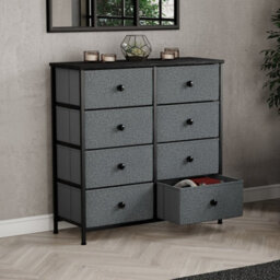 Lassic Vida Designs Chorley 8 Drawer Fabric Ukfr Chest Of Drawers, Grey & Black - thumbnail 2