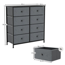 Lassic Vida Designs Chorley 8 Drawer Fabric Ukfr Chest Of Drawers, Grey & Black - thumbnail 3