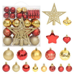 Berkfield 70 Piece Christmas Bauble Set Gold And Red - thumbnail 1