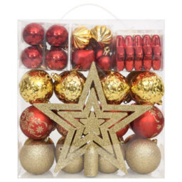 Berkfield 70 Piece Christmas Bauble Set Gold And Red - thumbnail 2