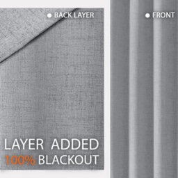 Ameha Plain Curtain Silver Linen Texture Fabric 100%blackout Thermal Insulated Window Office Kitchen Curtains Pair & Tie Backs 66''x54'' - thumbnail 9