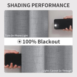 Ameha Plain Curtain Silver Linen Texture Fabric 100%blackout Thermal Insulated Window Office Kitchen Curtains Pair & Tie Backs 66''x54'' - thumbnail 4