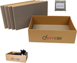 Divchi Cat Scratching Board With Box 5 Pcs Cat Scratch Pad With Catnip  Bed For Kitty  Cats Scratchers  Pet Cardboard - thumbnail 1