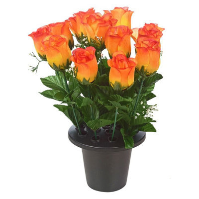 Urbn-Living Urbnliving 30Cm Height Rosebud Burnt Orange Assorted Style Mini Flowerpots In Black Planter - image 1